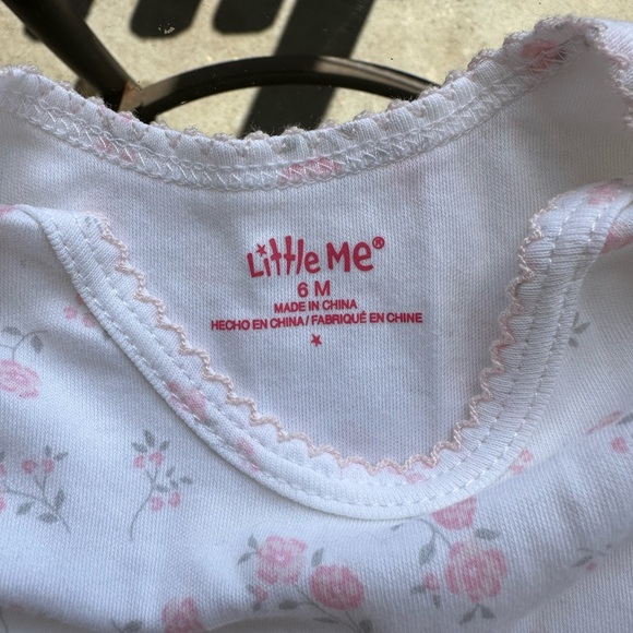 Little Me Pink Floral Long Sleeve Bodysuit Dress in White - Size 6 Months - Picture 7 of 16